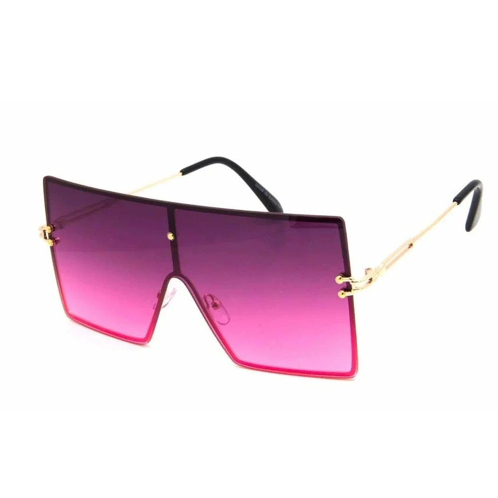 Oversized‎ WOmen Luxury Square Shield Sunglasses Trendy Gold Frame UV400 Large